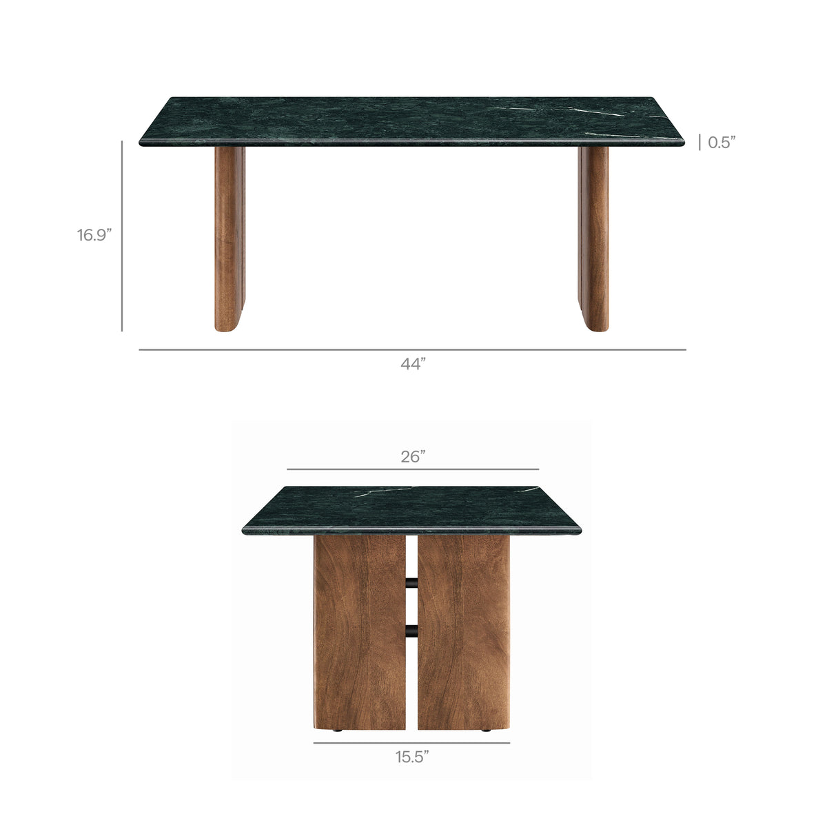 Amistad Marble Coffee Table - Walnut Green Marble