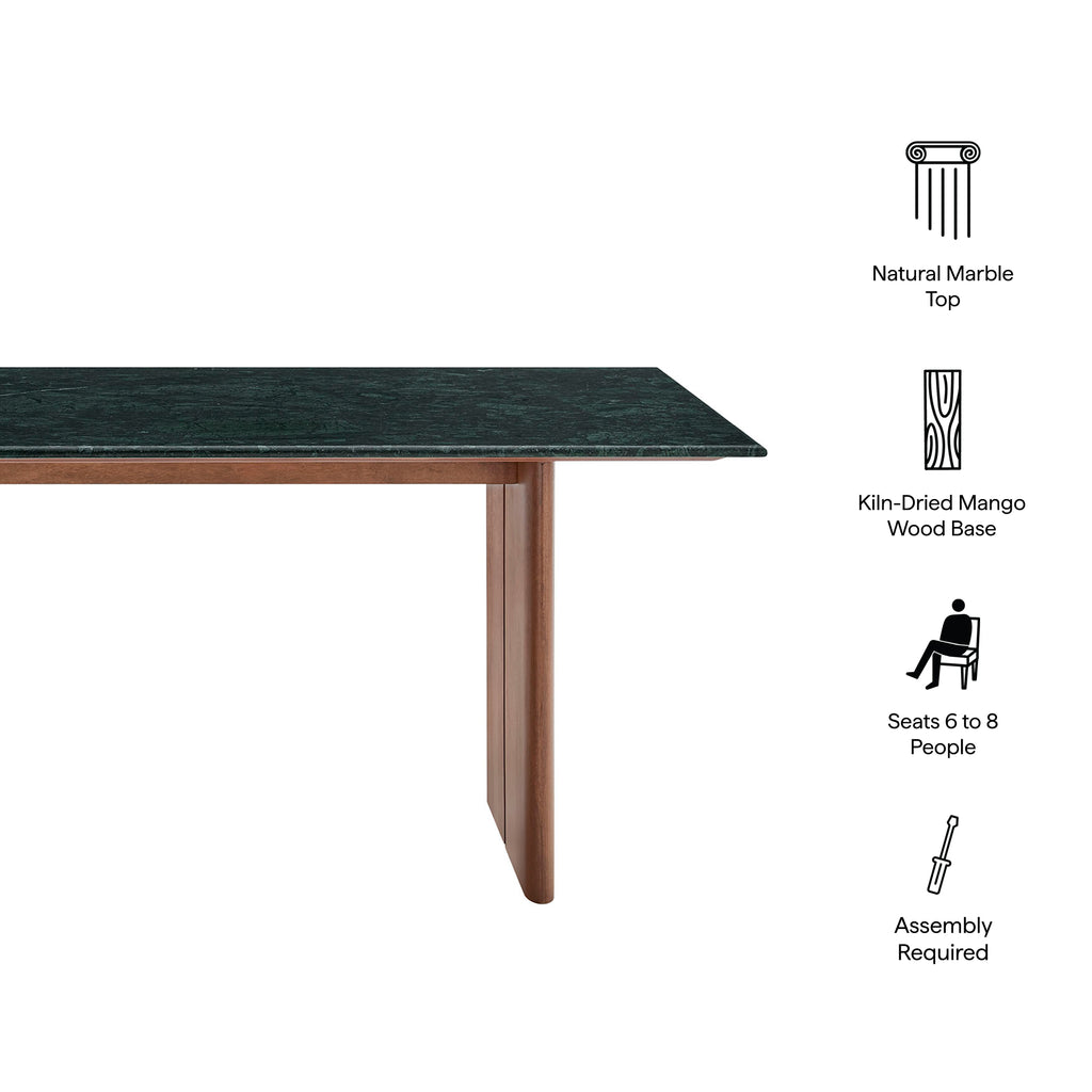 Amistad 72 Inch Marble Dining Table - Walnut Green Marble