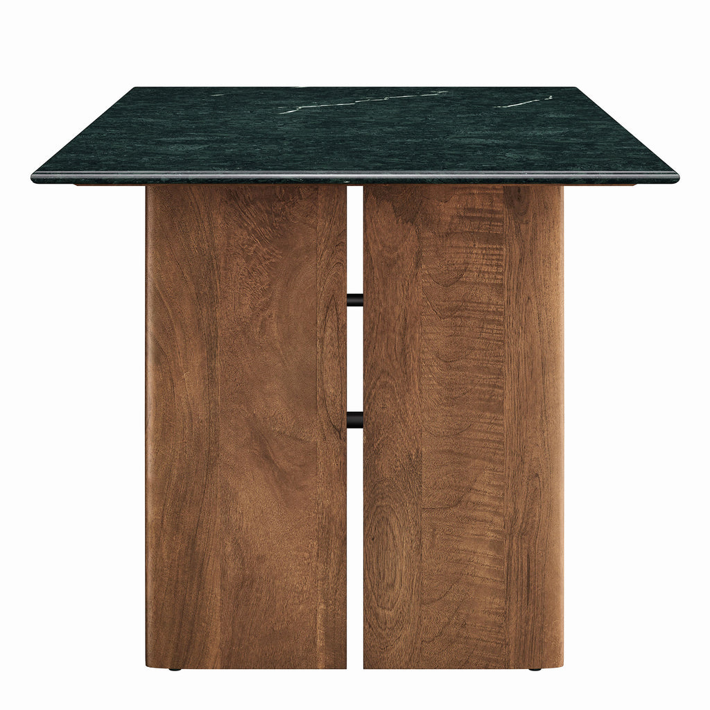 Amistad 86 Inch Marble Dining Table - Walnut Green Marble