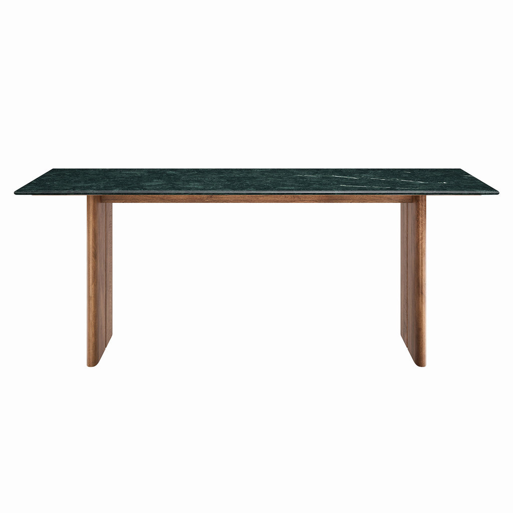 Amistad 86 Inch Marble Dining Table - Walnut Green Marble