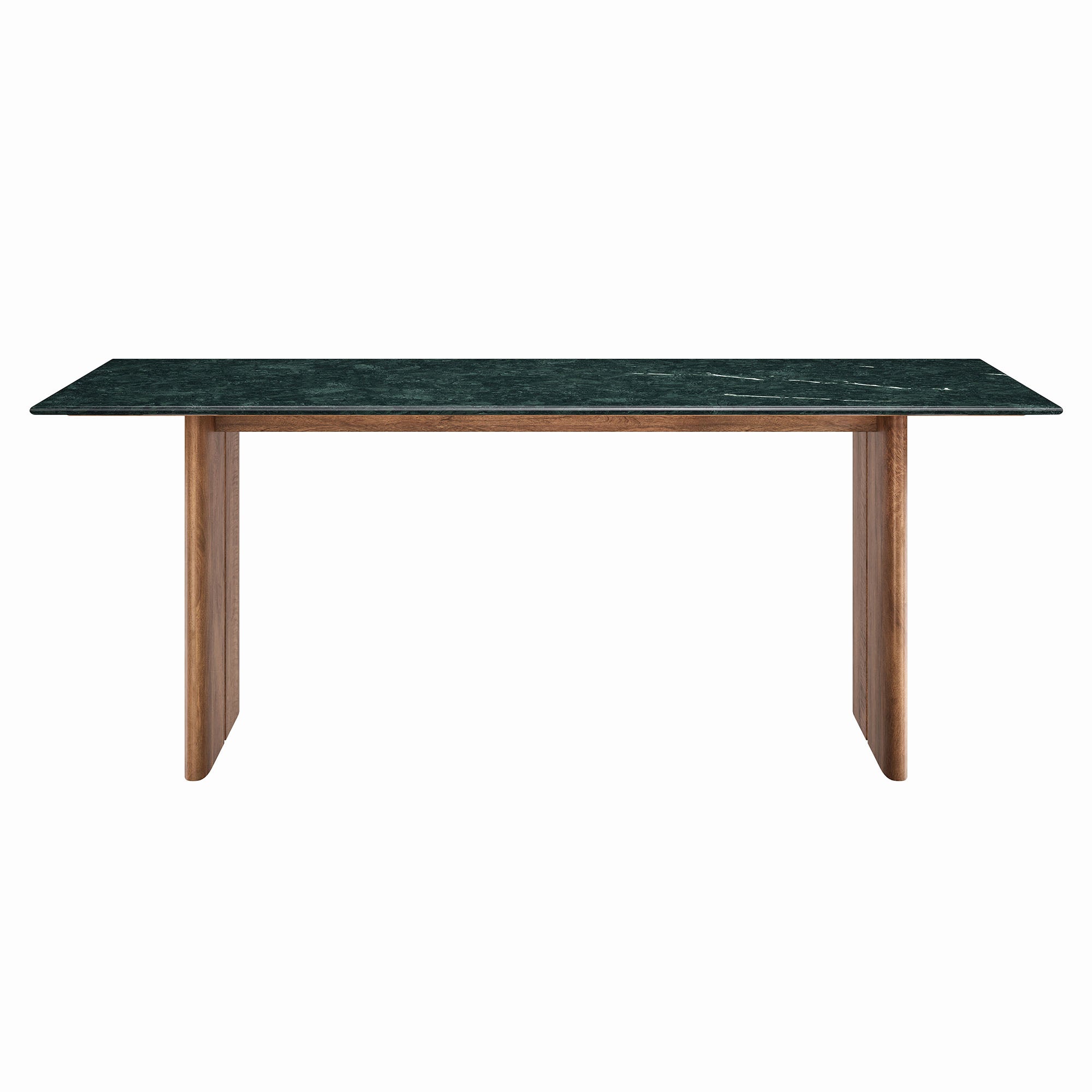 Amistad 86 Inch Marble Dining Table - Walnut Green Marble