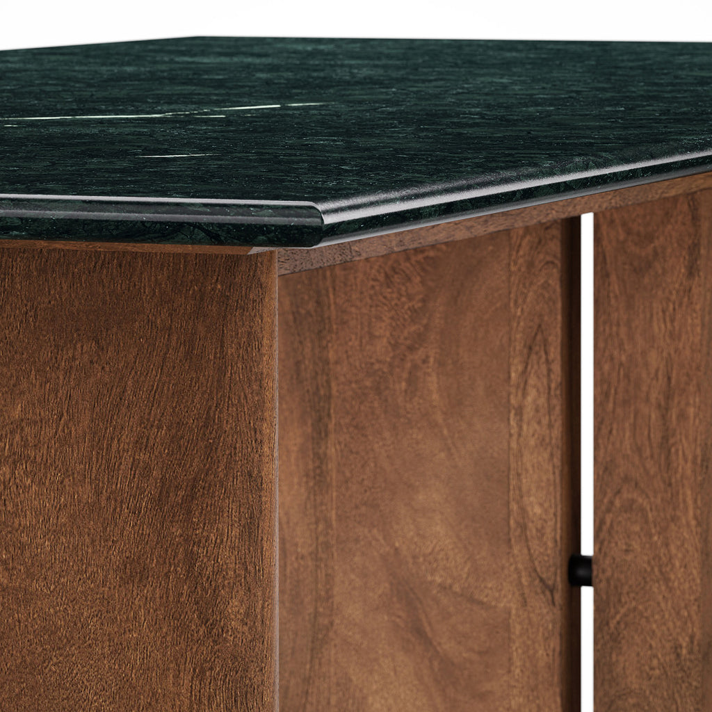 Amistad 86 Inch Marble Dining Table - Walnut Green Marble