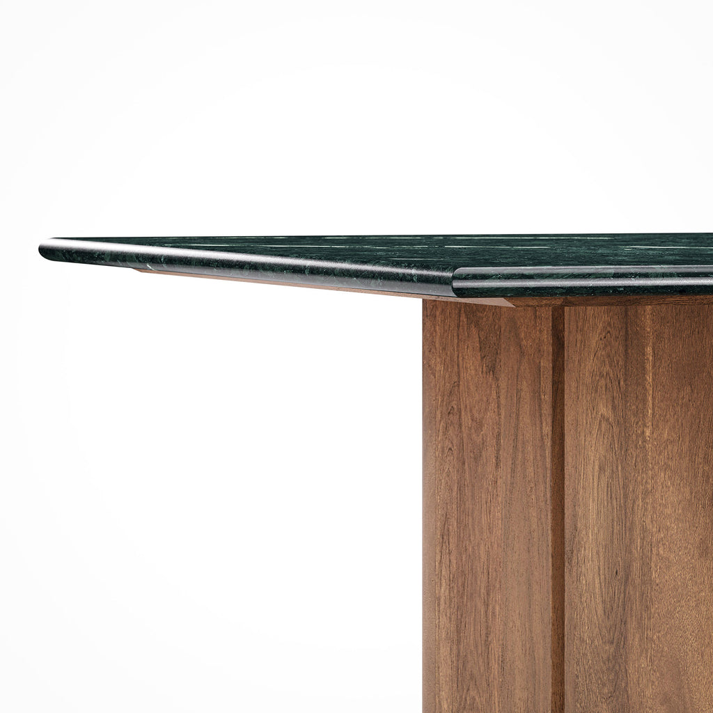 Amistad 60 Inch Marble Dining Table - Walnut Green Marble