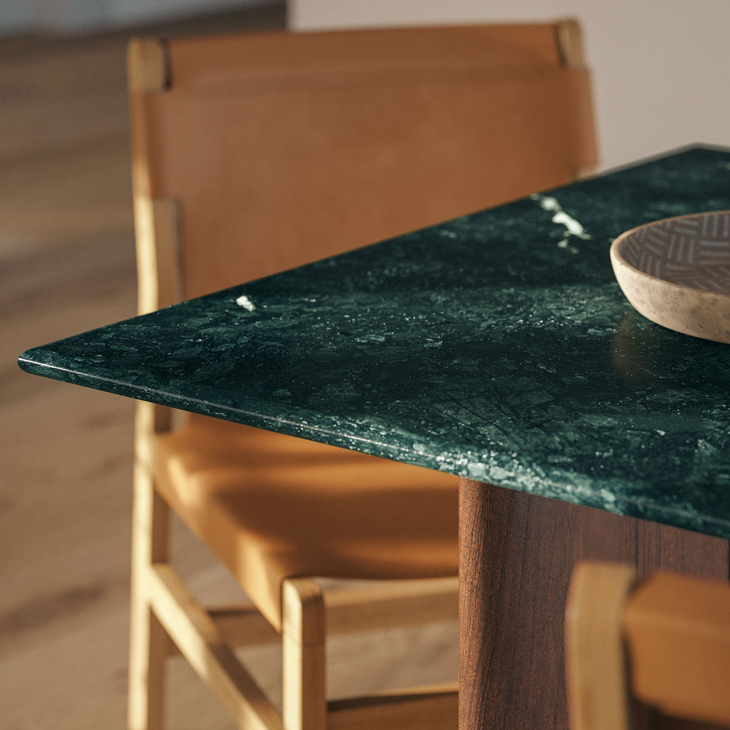 Amistad 60 Inch Marble Dining Table - Walnut Green Marble
