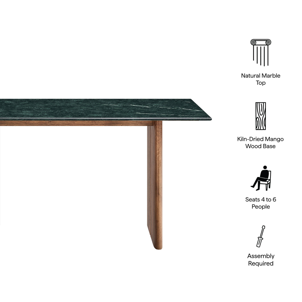 Amistad 60 Inch Marble Dining Table - Walnut Green Marble