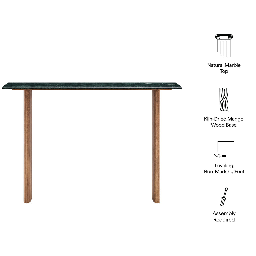 Amistad 46 Inch Marble Console Table - Walnut Green Marble