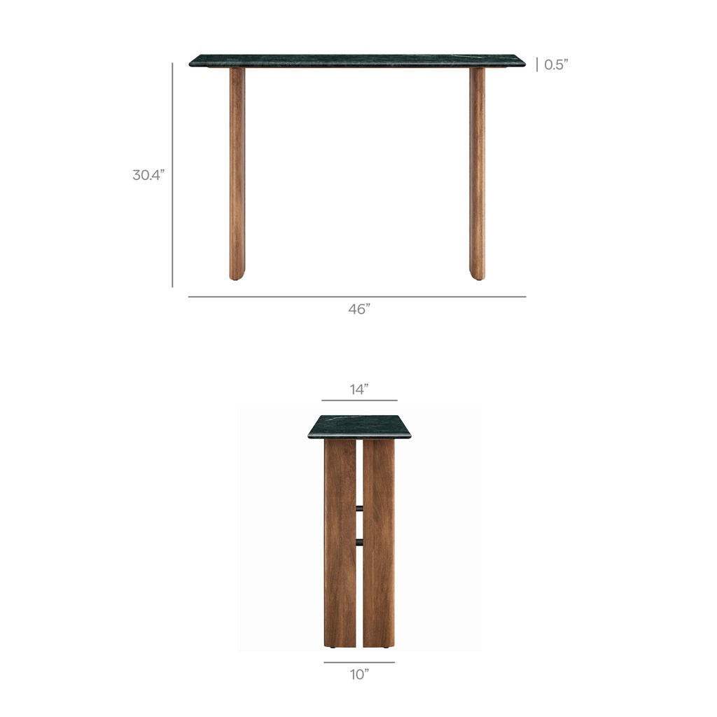 Amistad 46 Inch Marble Console Table - Walnut Green Marble