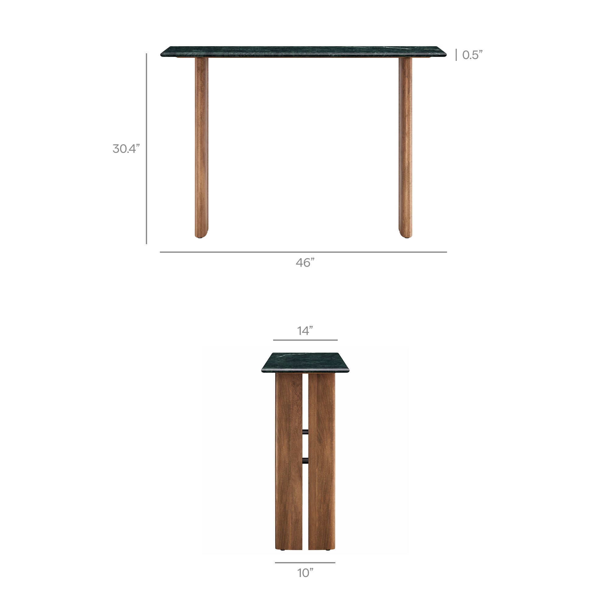 Amistad 46 Inch Marble Console Table - Walnut Green Marble