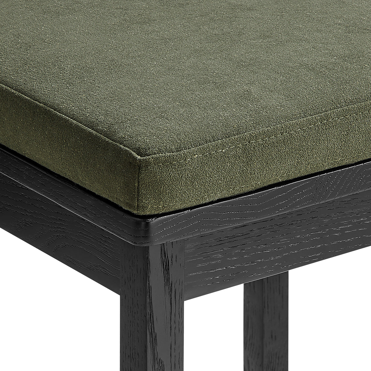 Jax Oak Wood Counter Stool With Wavy Razor Back and Cushion - Black Sage