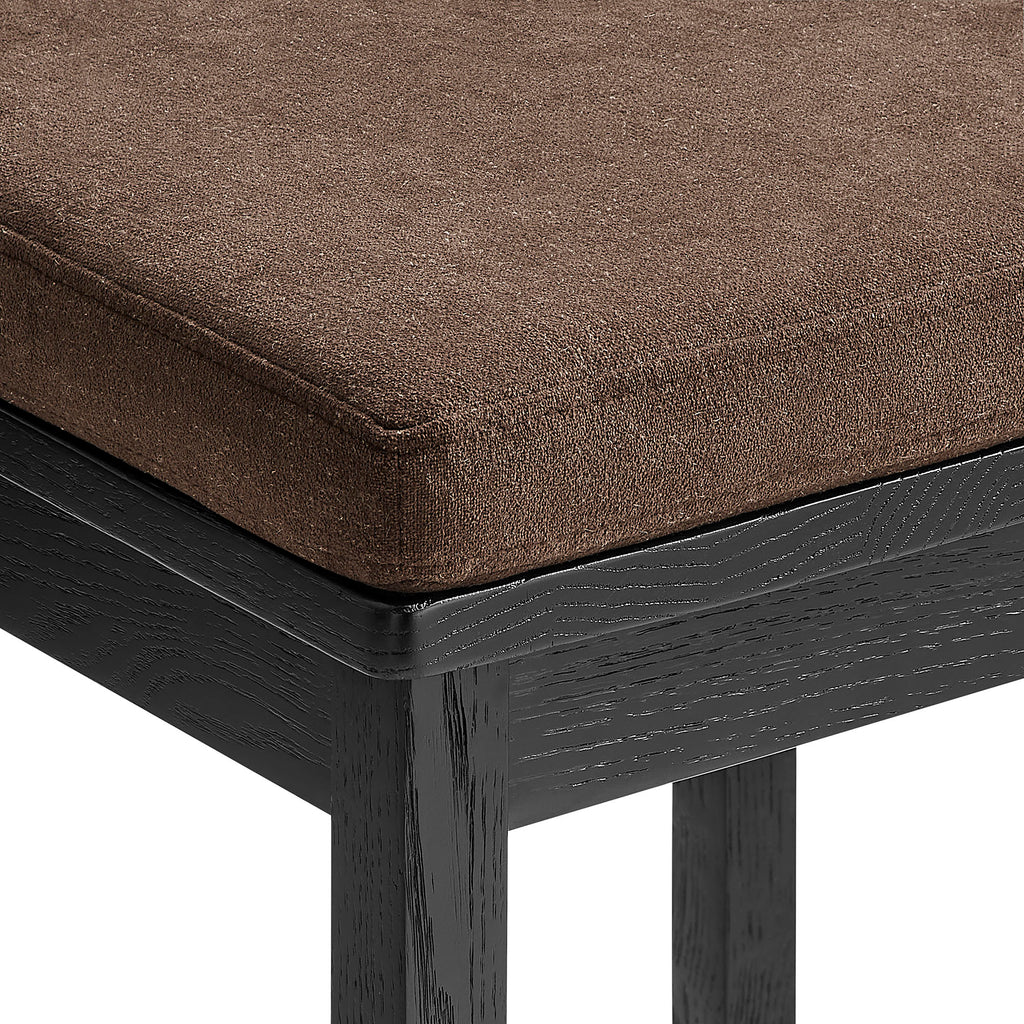 Jax Oak Wood Bar Stool With Wavy Razor Back and Cushion - Black Cocoa