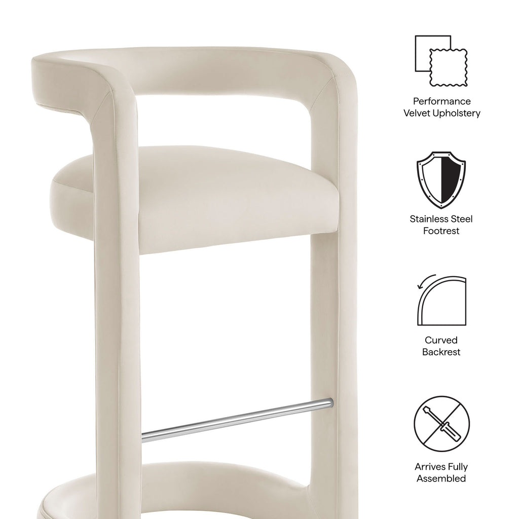 Winslow Performance Velvet Bar Stool Set of 2 - Alabaster