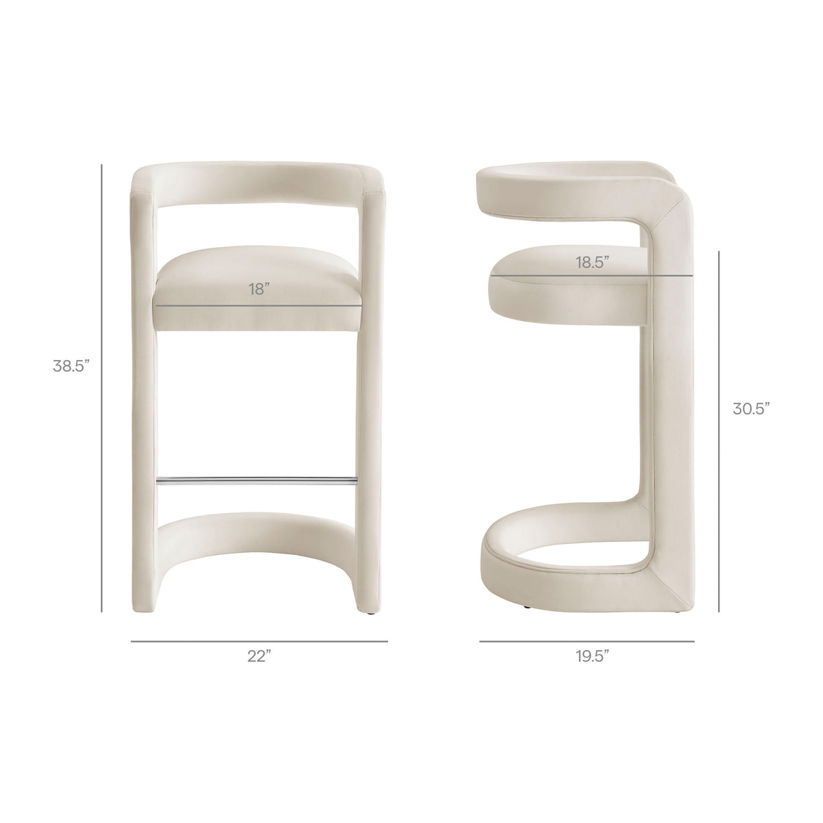 Winslow Performance Velvet Bar Stool Set of 2 - Alabaster