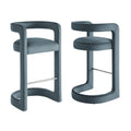 Winslow Performance Velvet Bar Stool Set of 2 - Cadet Blue
