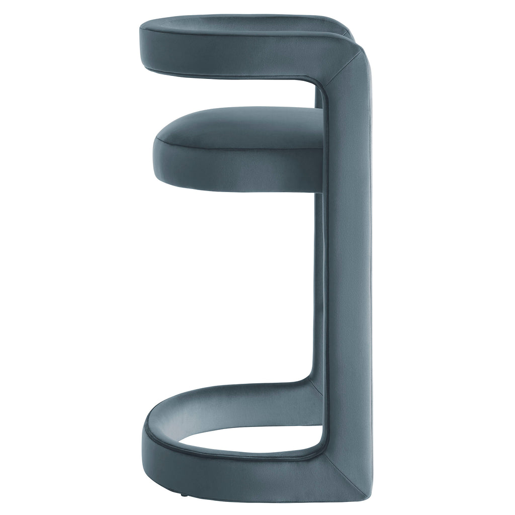Winslow Performance Velvet Bar Stool Set of 2 - Cadet Blue