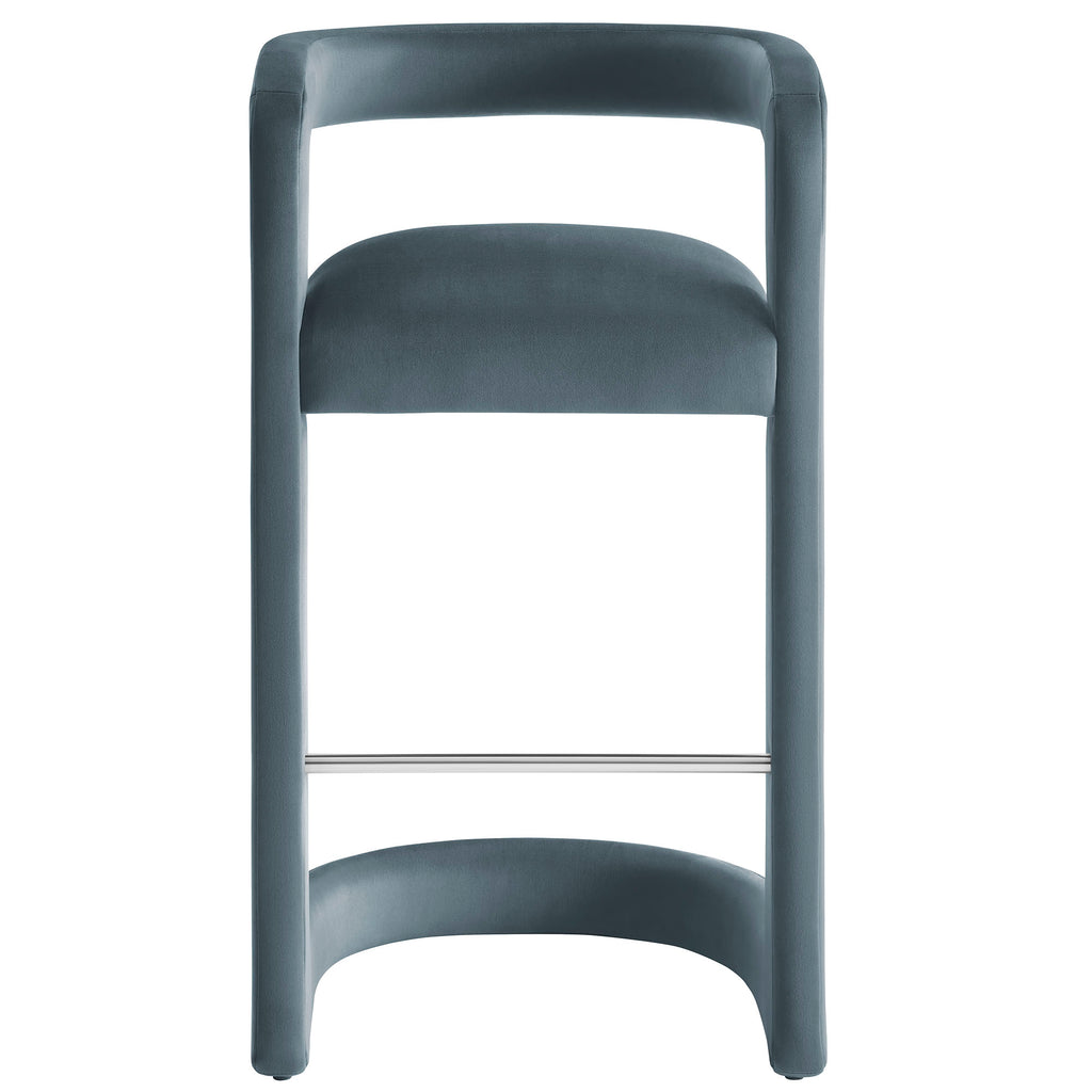 Winslow Performance Velvet Bar Stool Set of 2 - Cadet Blue