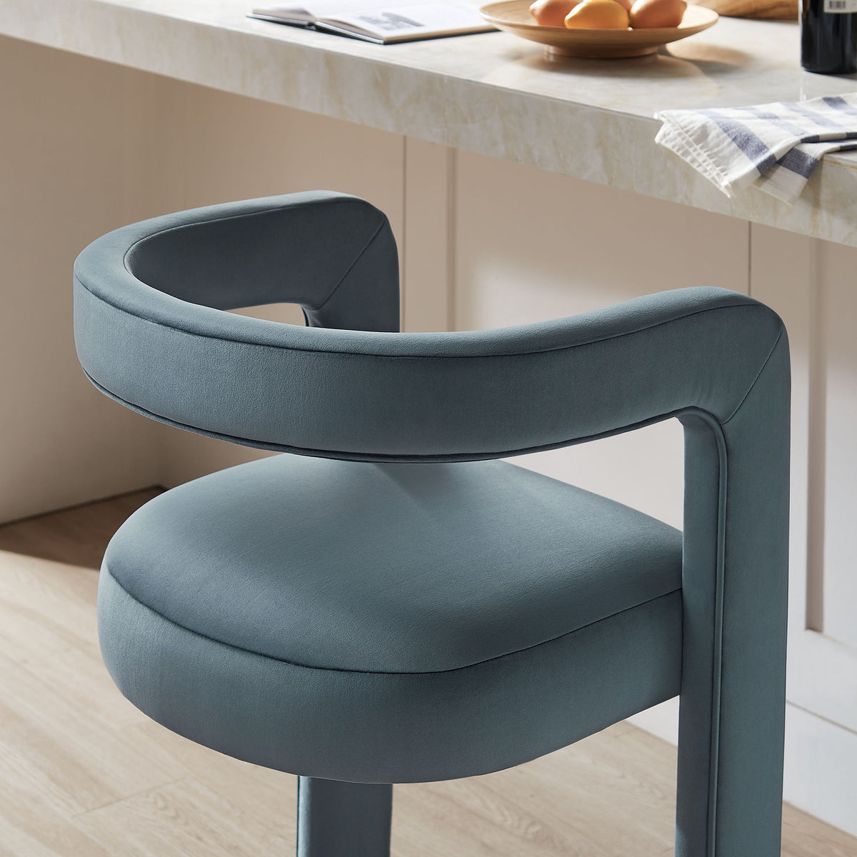 Winslow Performance Velvet Bar Stool Set of 2 - Cadet Blue