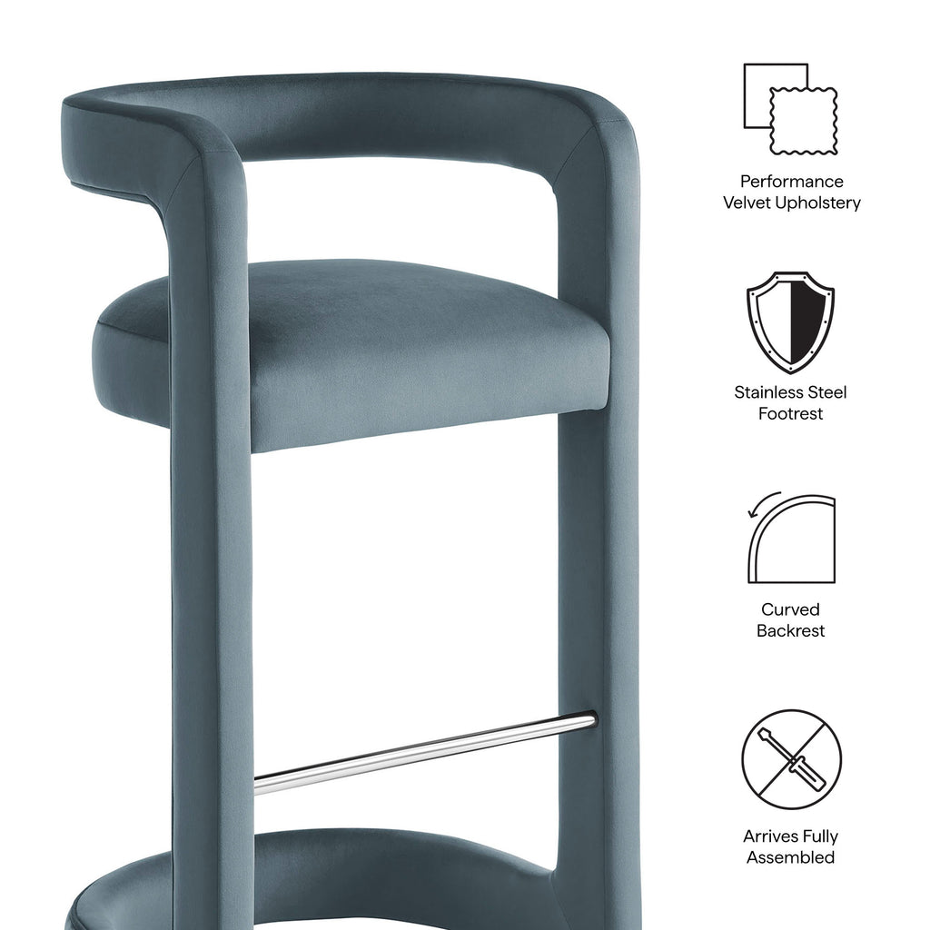 Winslow Performance Velvet Bar Stool Set of 2 - Cadet Blue