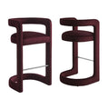 Winslow Performance Velvet Bar Stool Set of 2 - Mulberry