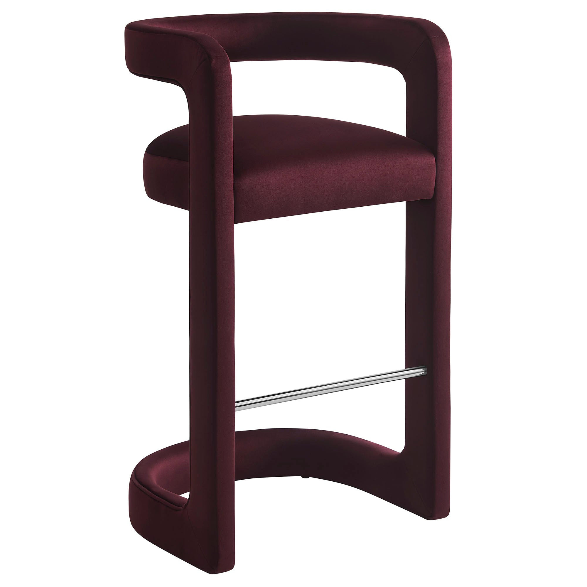 Winslow Performance Velvet Bar Stool Set of 2 - Mulberry