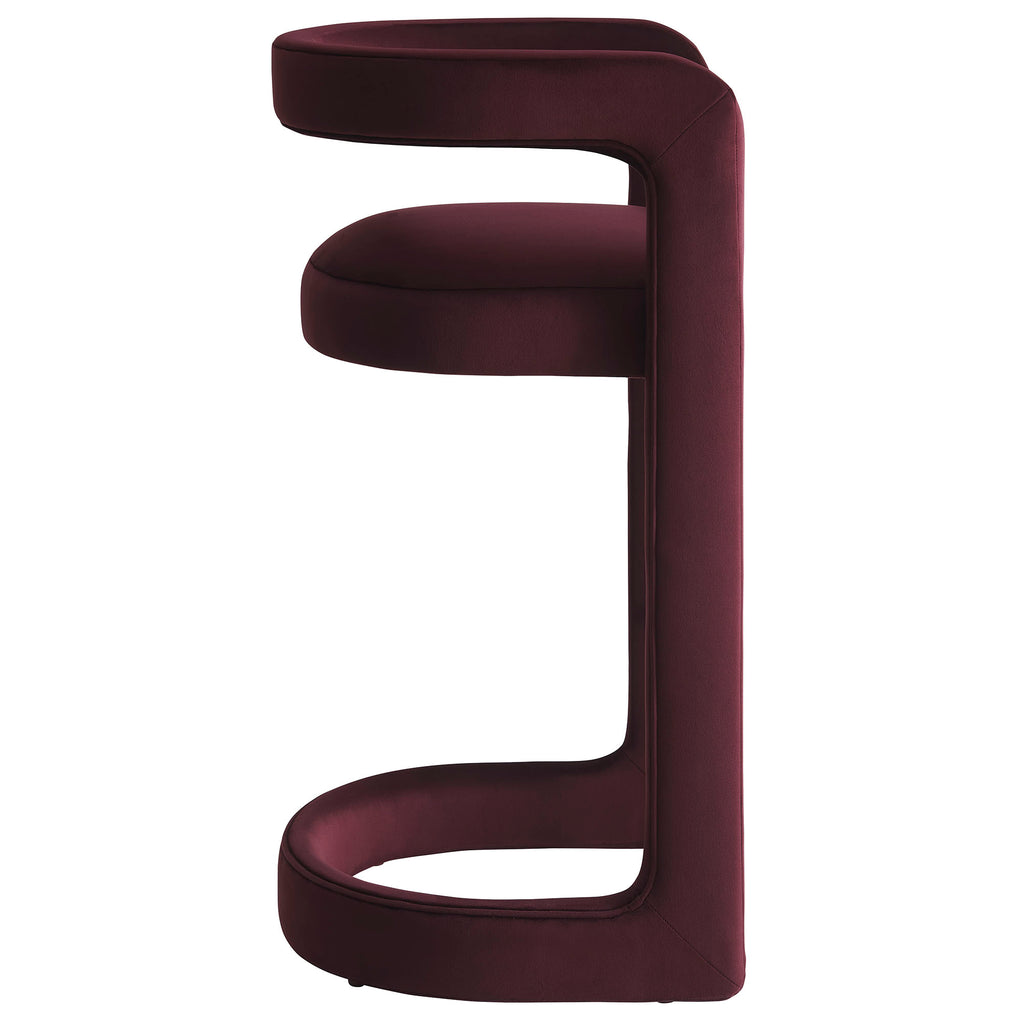 Winslow Performance Velvet Bar Stool Set of 2 - Mulberry