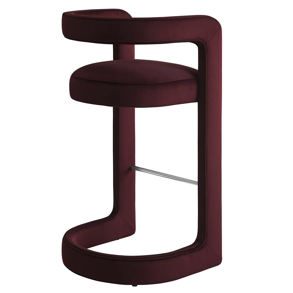Winslow Performance Velvet Bar Stool Set of 2 - Mulberry