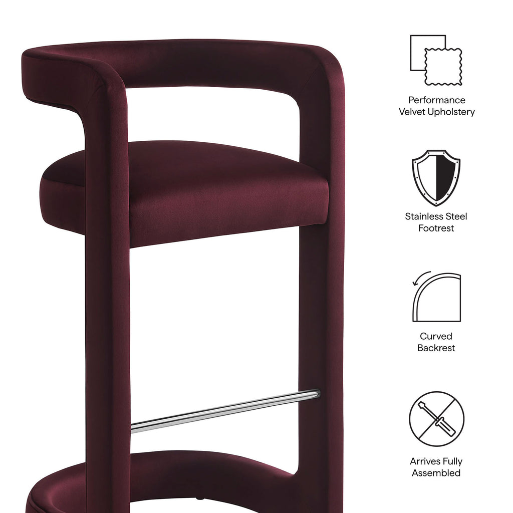 Winslow Performance Velvet Bar Stool Set of 2 - Mulberry