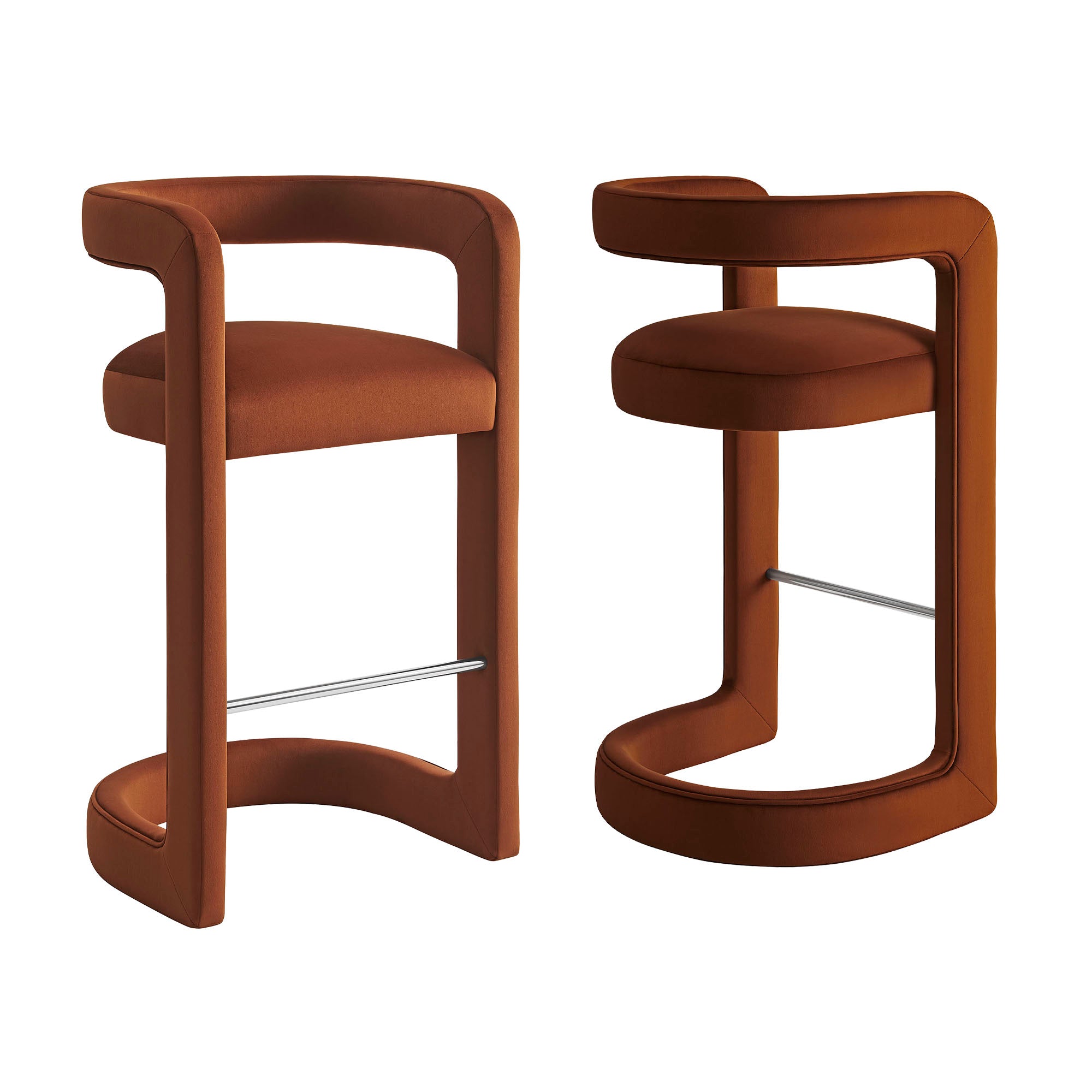 Winslow Performance Velvet Bar Stool Set of 2 - Rust