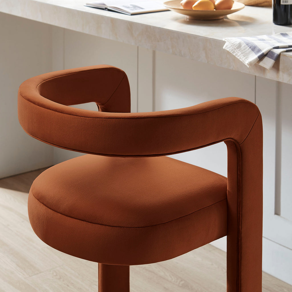 Winslow Performance Velvet Bar Stool Set of 2 - Rust