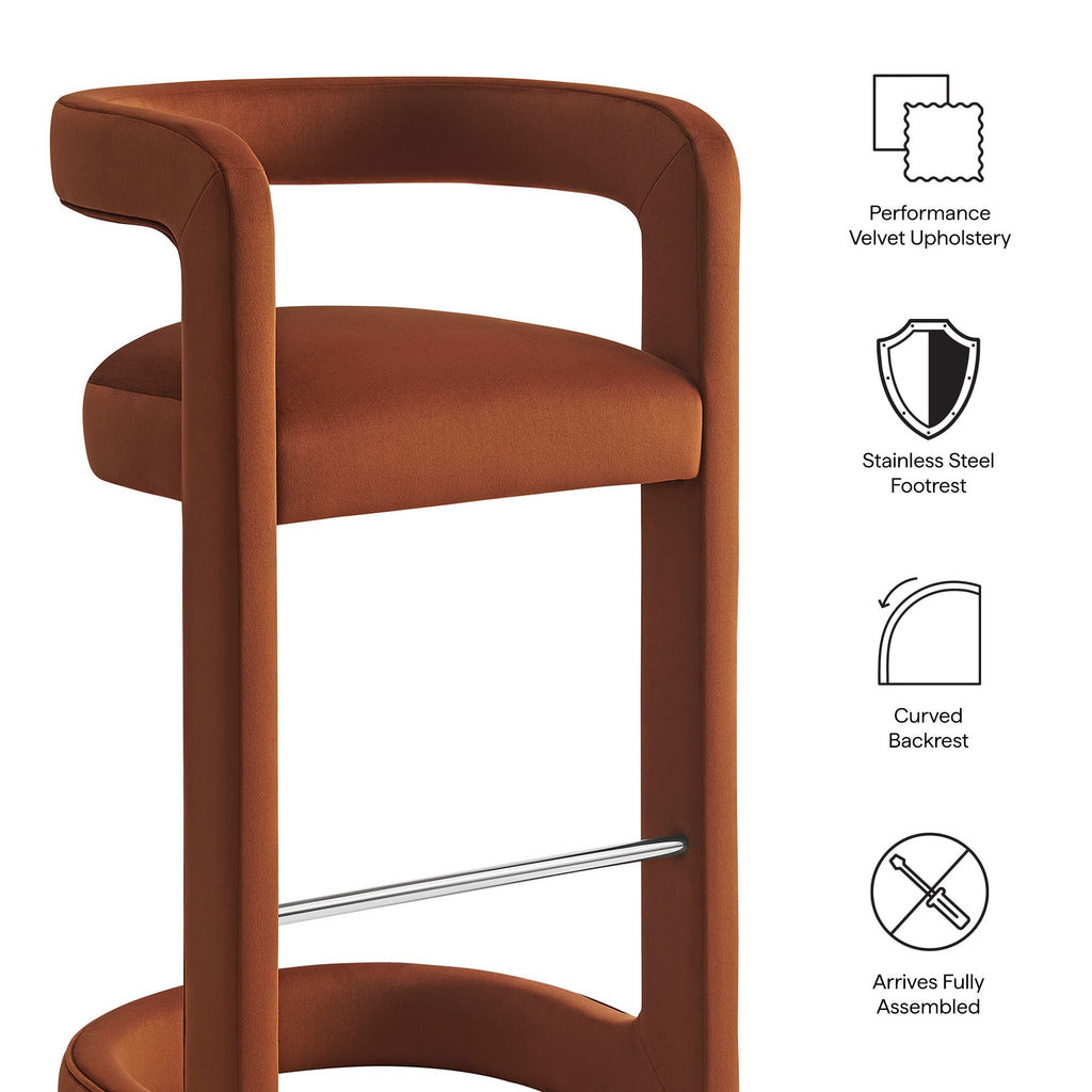 Winslow Performance Velvet Bar Stool Set of 2 - Rust