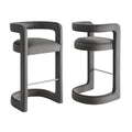 Winslow Performance Velvet Bar Stool Set of 2 - Storm Gray