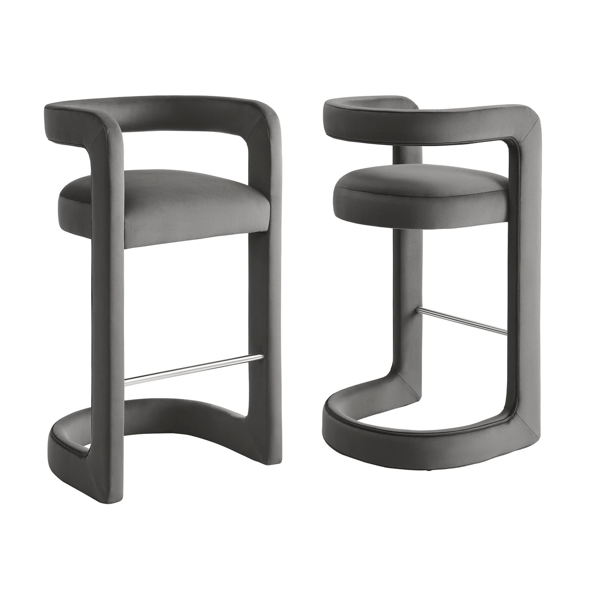 Winslow Performance Velvet Bar Stool Set of 2 - Storm Gray