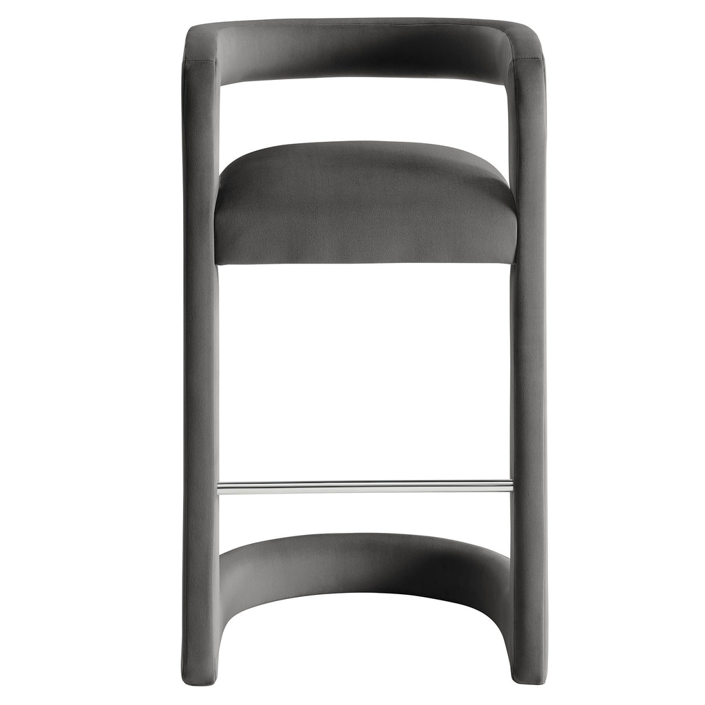 Winslow Performance Velvet Bar Stool Set of 2 - Storm Gray