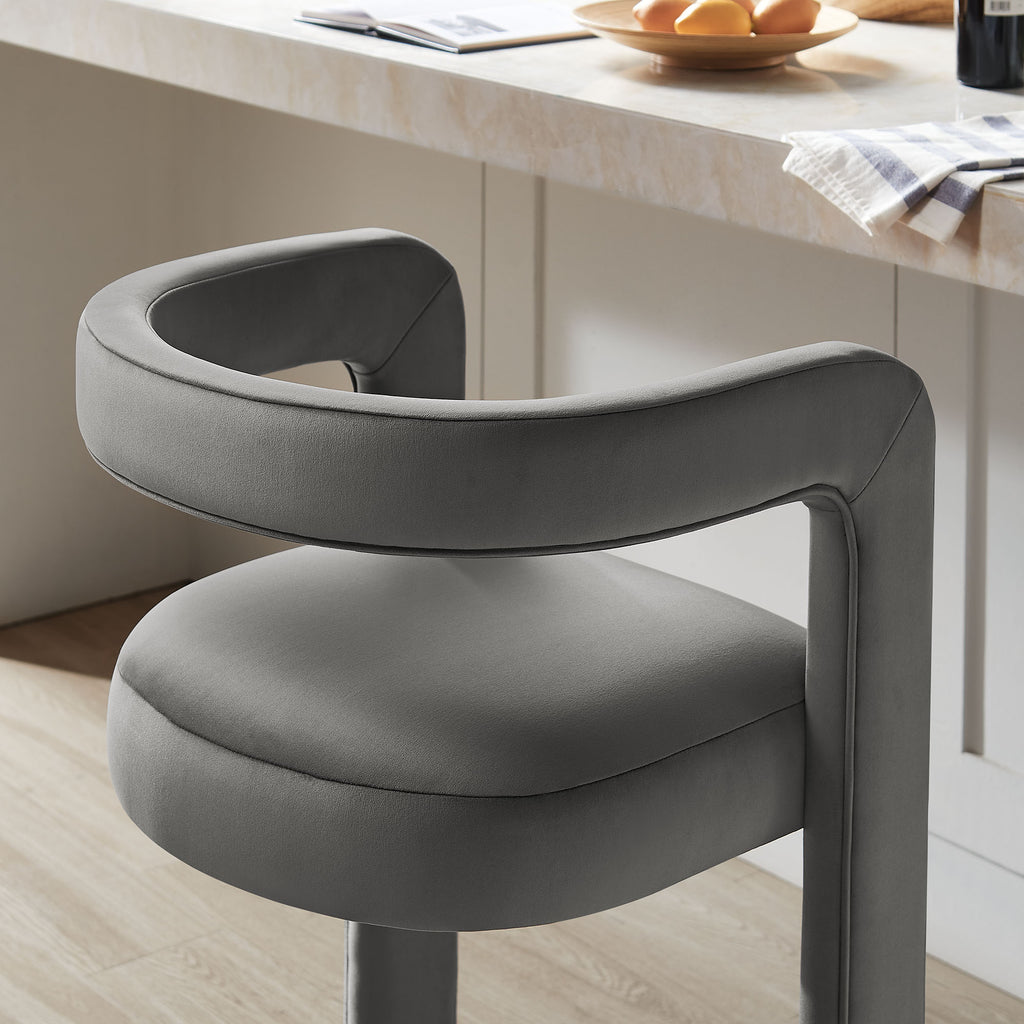 Winslow Performance Velvet Bar Stool Set of 2 - Storm Gray