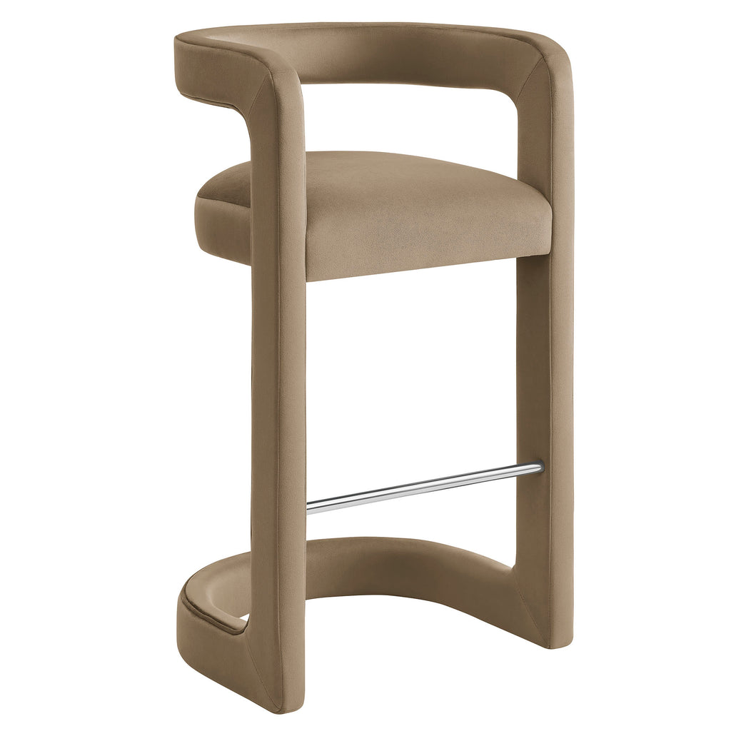 Winslow Performance Velvet Bar Stool Set of 2 - Taupe