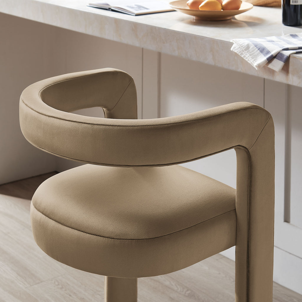 Winslow Performance Velvet Bar Stool Set of 2 - Taupe