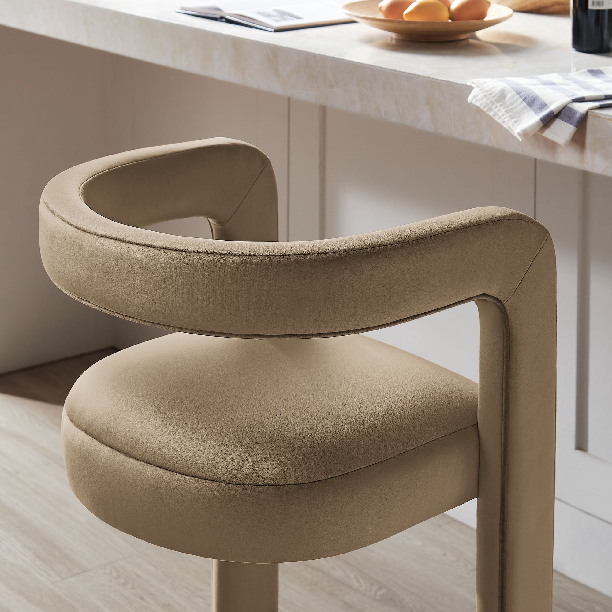 Winslow Performance Velvet Bar Stool Set of 2 - Taupe
