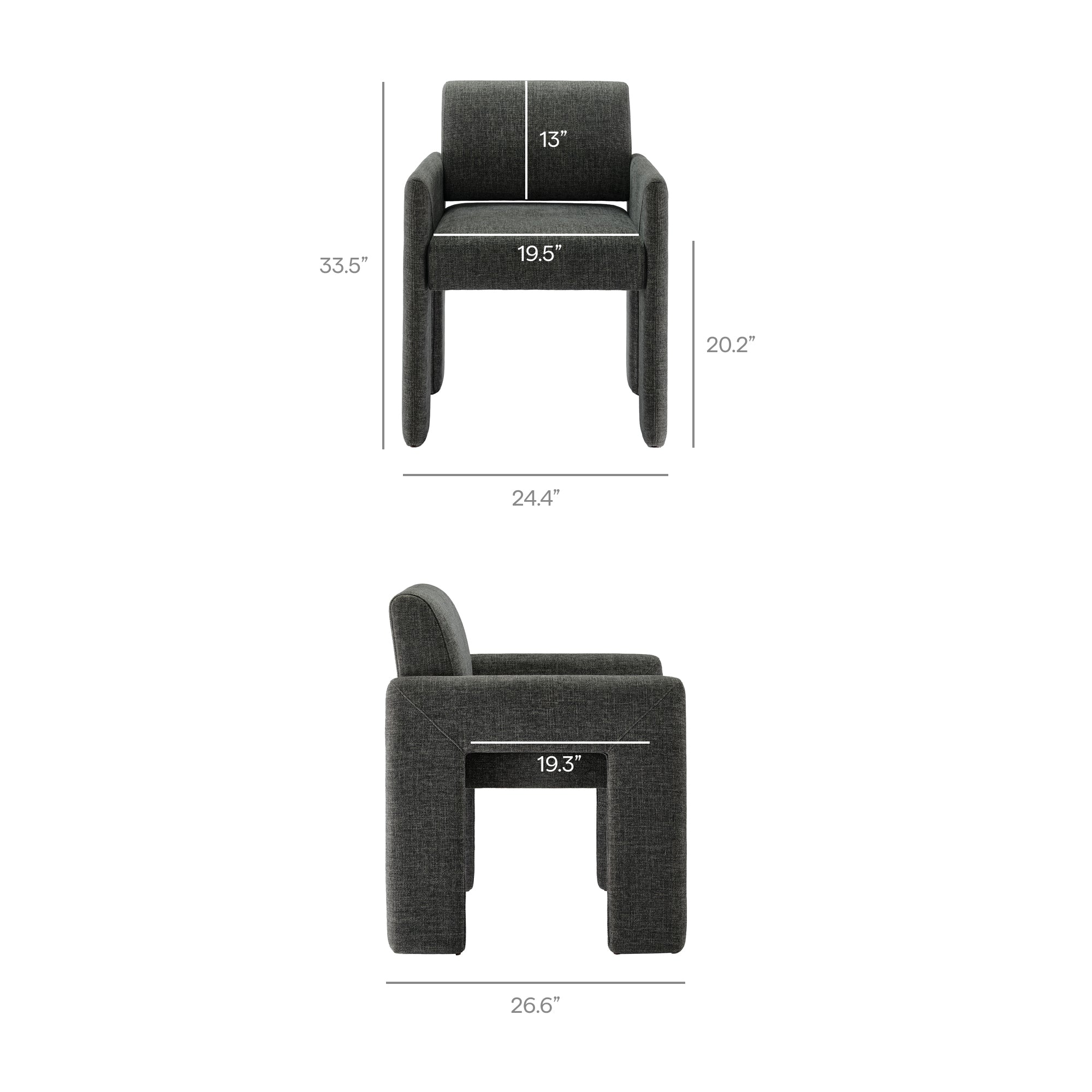 Daven Fabric Upholstered Dining Chair - Charcoal