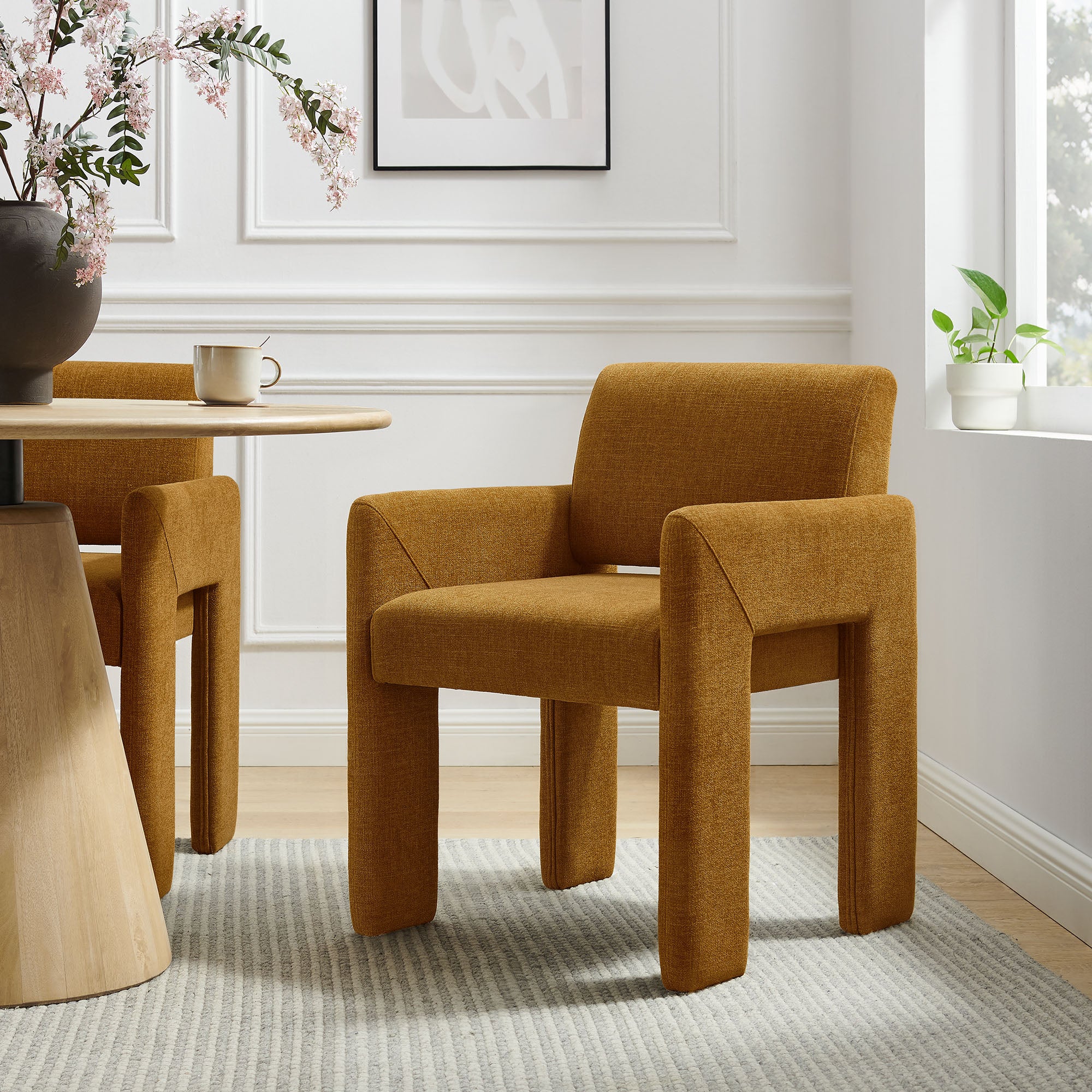 Daven Fabric Upholstered Dining Chair - Copper