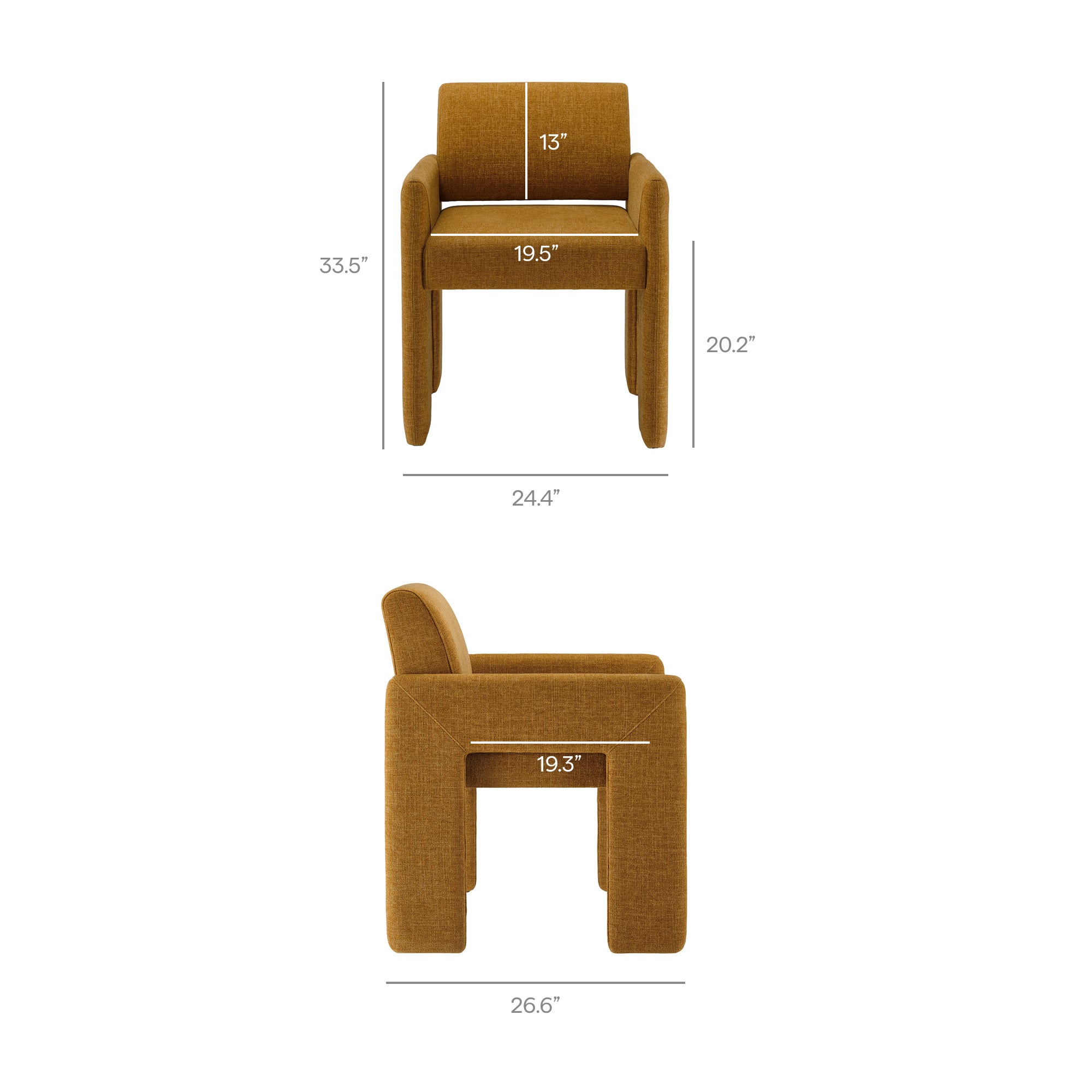 Daven Fabric Upholstered Dining Chair - Copper
