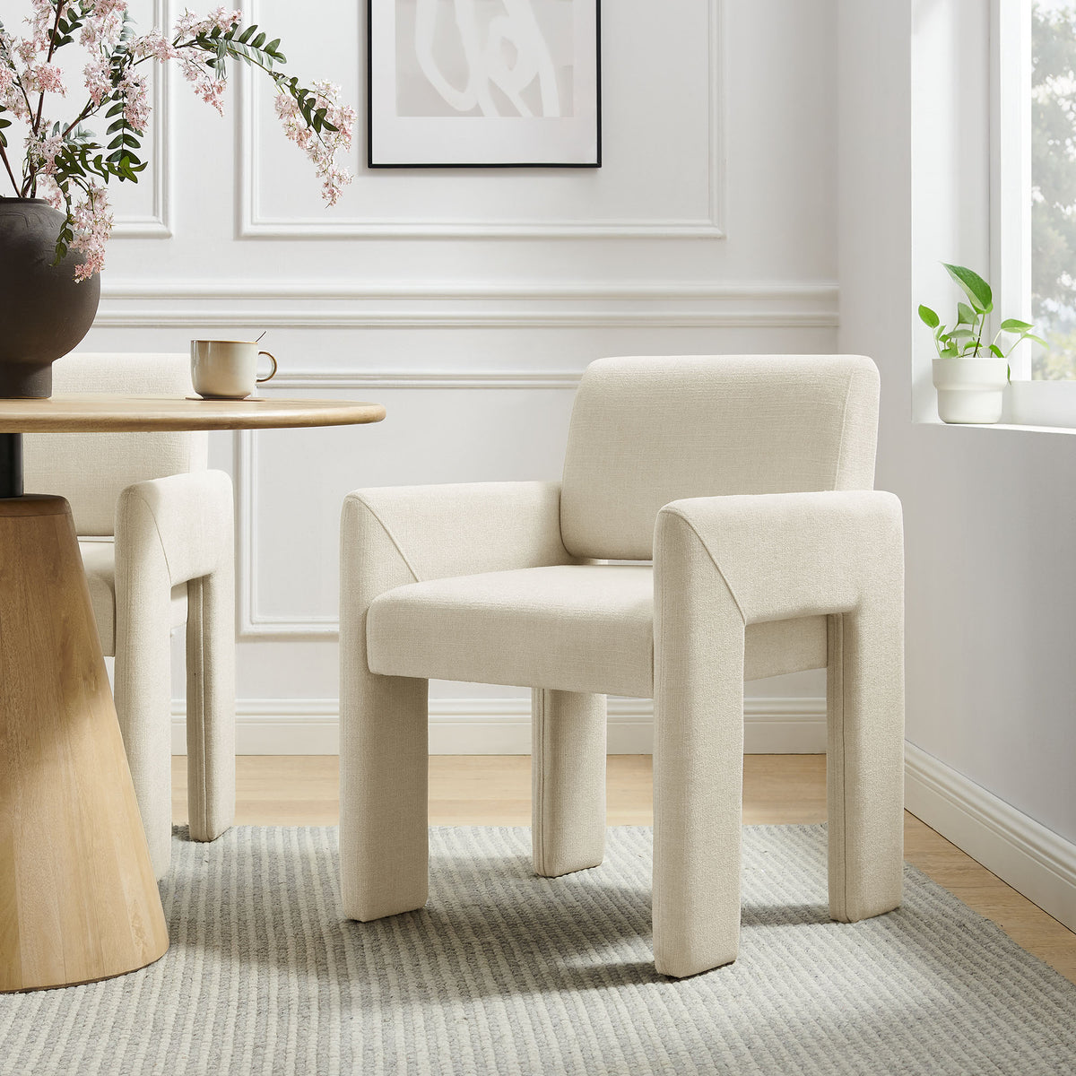 Daven Fabric Upholstered Dining Chair - Ecru