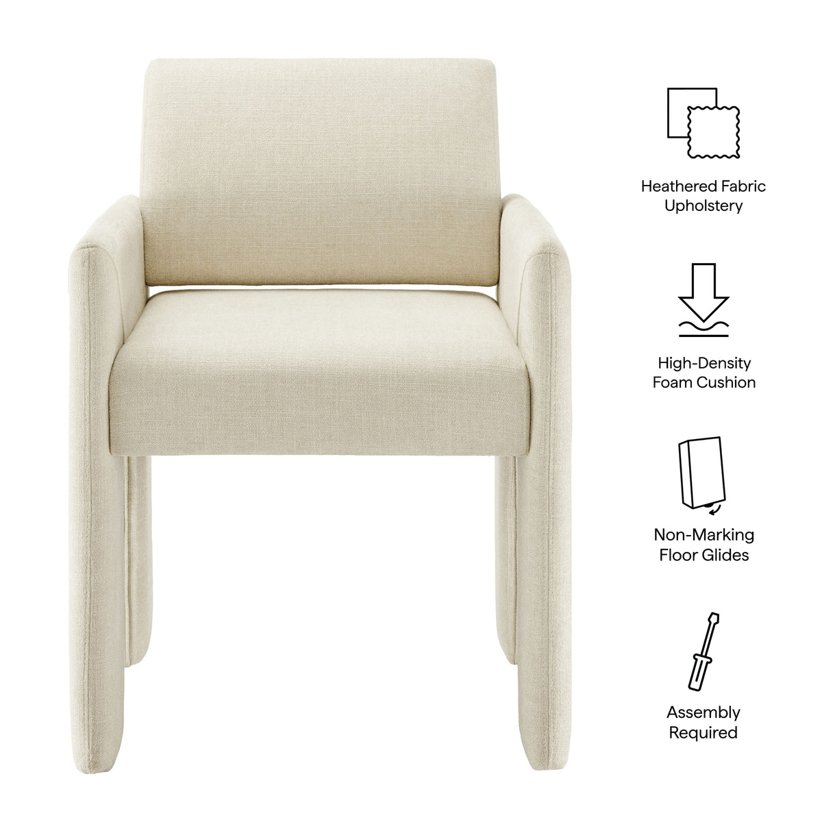 Daven Fabric Upholstered Dining Chair - Ecru