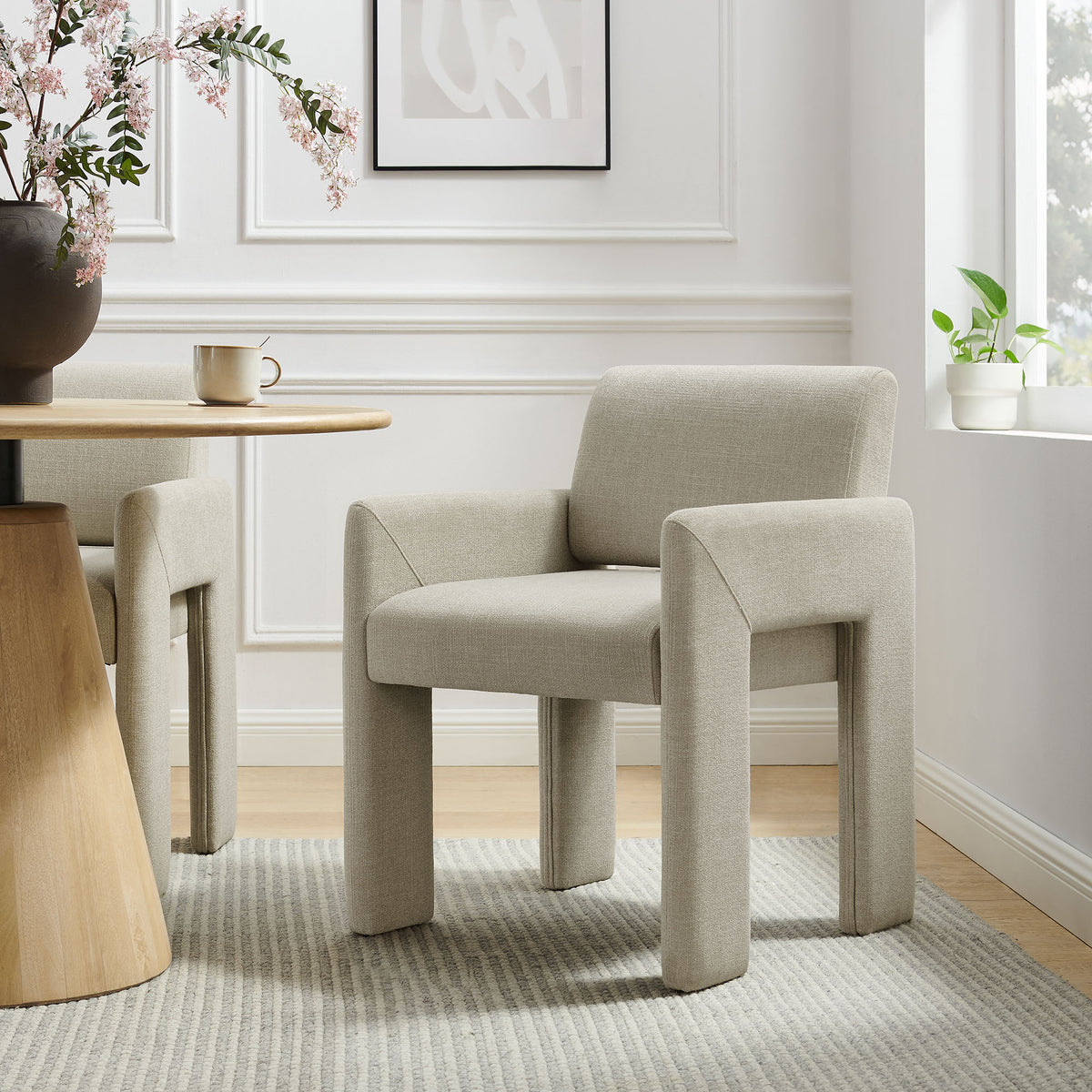 Daven Fabric Upholstered Dining Chair - Linen