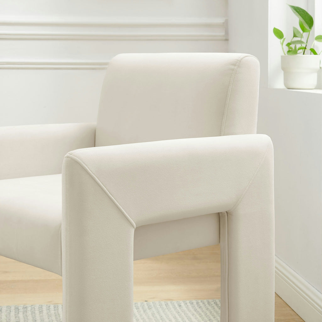 Daven Stain-Resistant Performance Velvet Dining Armchair - Alabaster