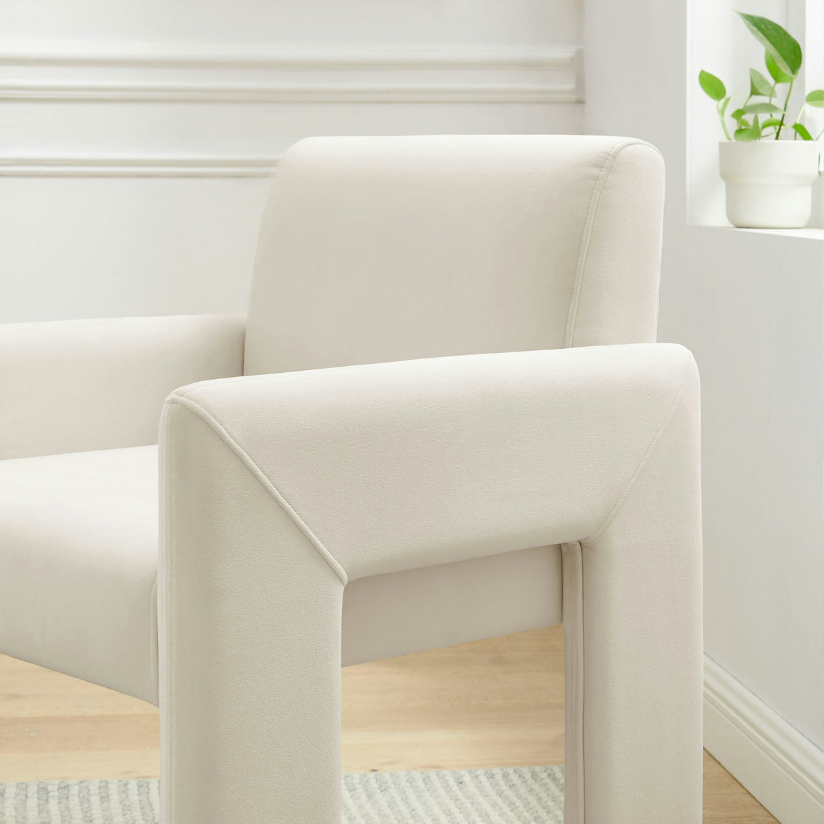 Daven Stain-Resistant Performance Velvet Dining Armchair - Alabaster
