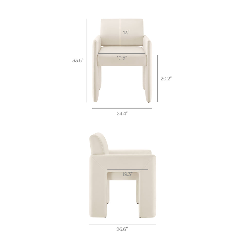 Daven Stain-Resistant Performance Velvet Dining Armchair - Alabaster