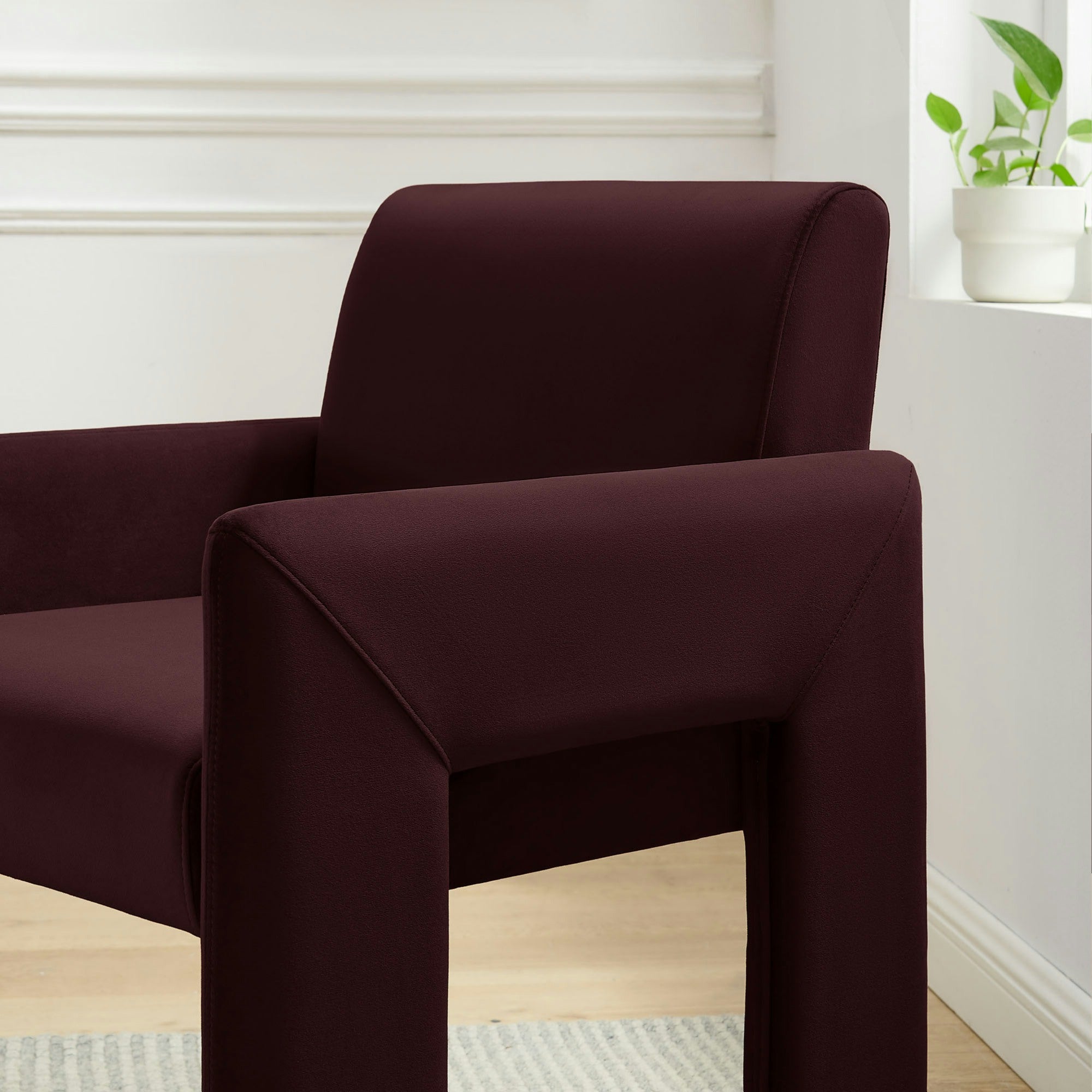 Daven Stain-Resistant Performance Velvet Dining Armchair - Mulberry
