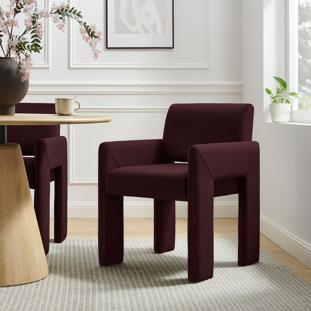Daven Stain-Resistant Performance Velvet Dining Armchair - Mulberry