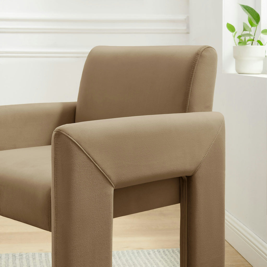 Daven Stain-Resistant Performance Velvet Dining Armchair - Taupe