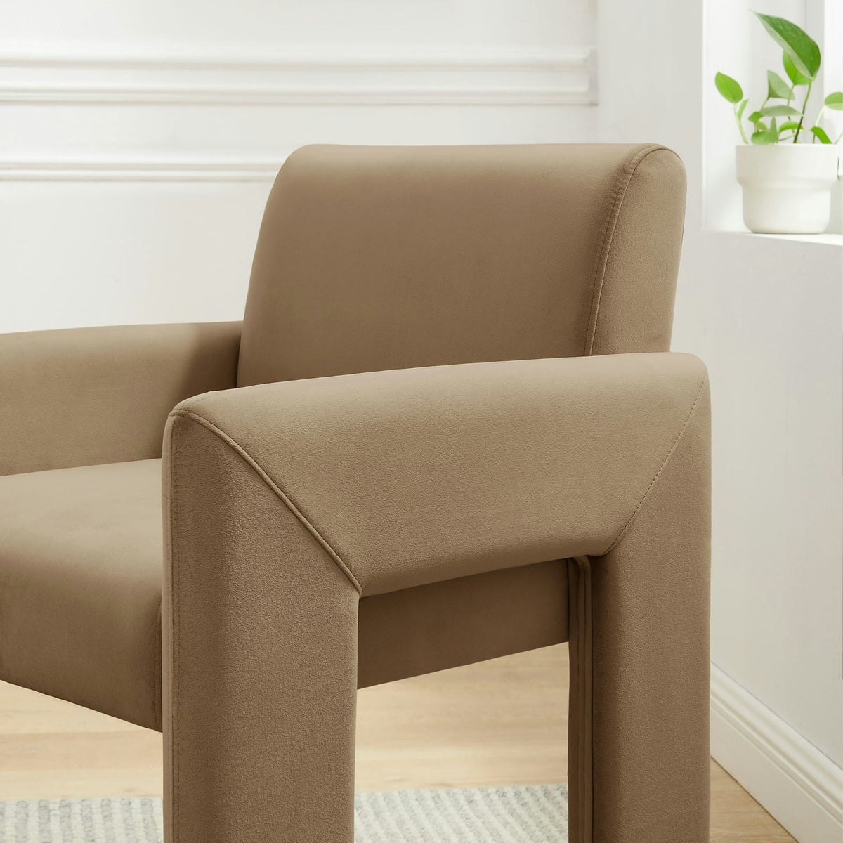 Daven Stain-Resistant Performance Velvet Dining Armchair - Taupe