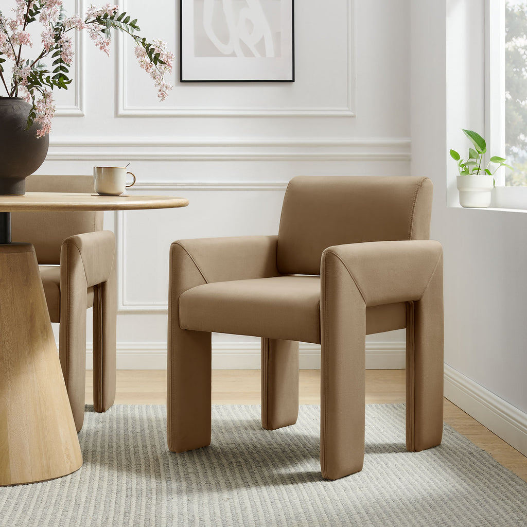 Daven Stain-Resistant Performance Velvet Dining Armchair - Taupe